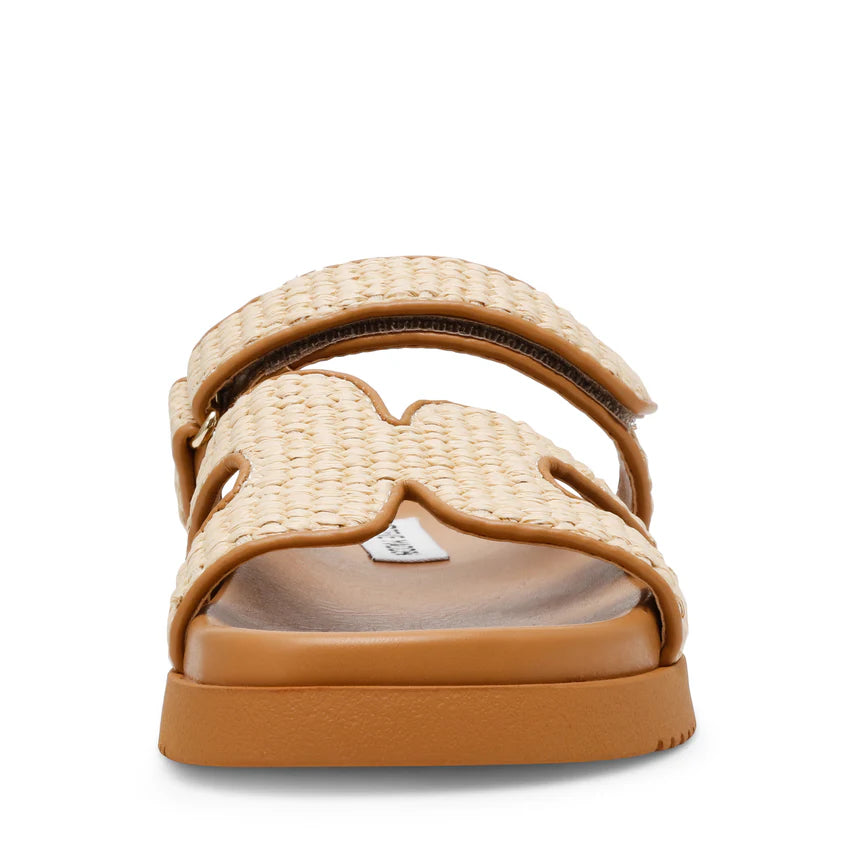 Steve Madden Missile-E Sandales Beige Raphia Velcro