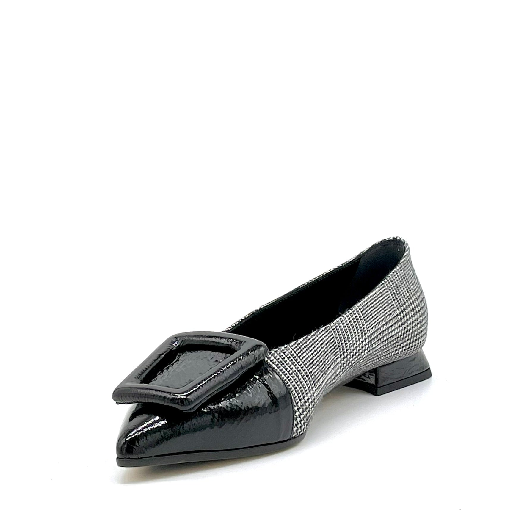 ELATA 55513 ballerines prince de Galles cuir verni noir 1 cm