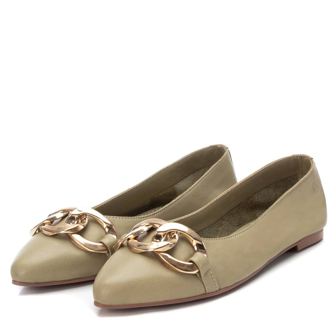 Carmela 16055105 ballerines cuir vert chaîne plat