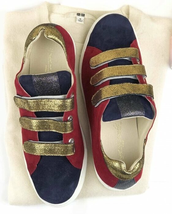 Dessine Moi Un Soulier basket velours bordeaux marine 42
