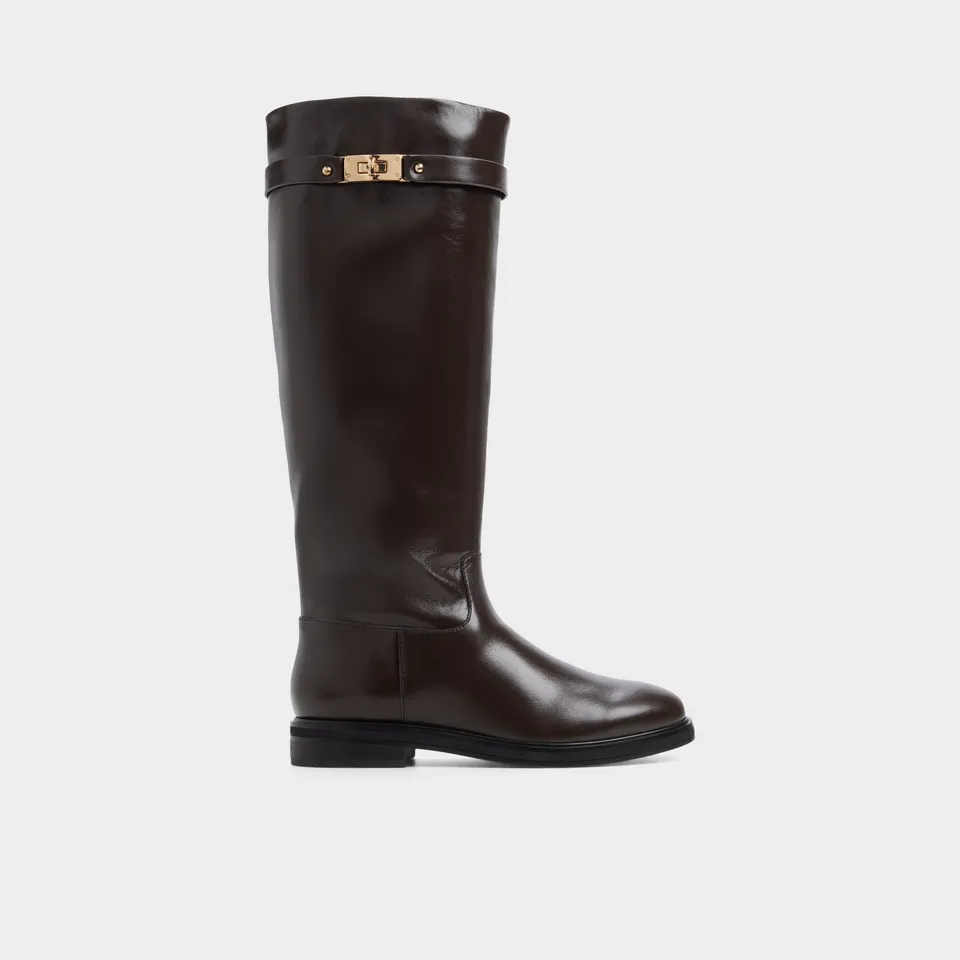 ALDO Levie bottes cavalières marron cuir talon plat