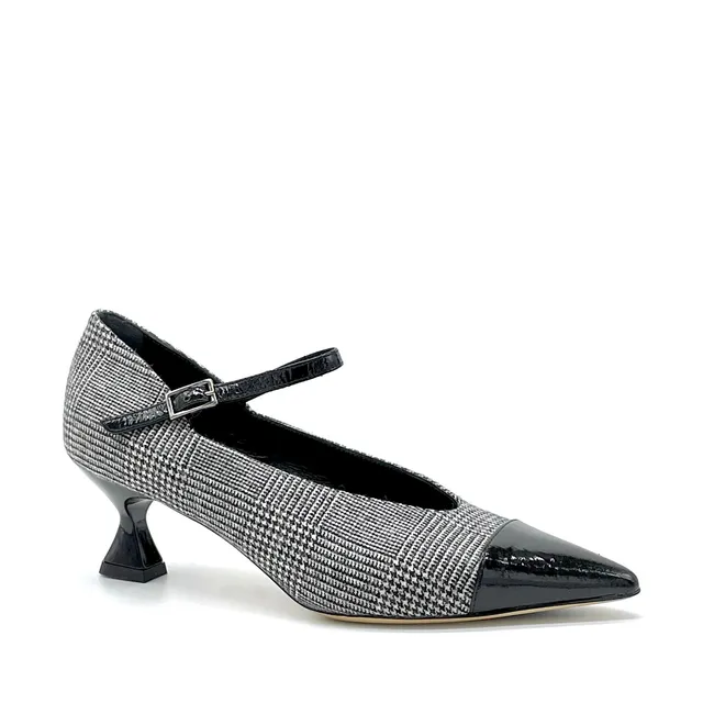 ELATA 55505 Mary Jane Prince-de-Galles noir talon 5,5 cm