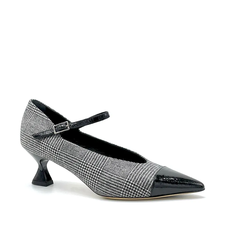 ELATA 55505 Mary Jane Prince-de-Galles noir talon 5,5 cm