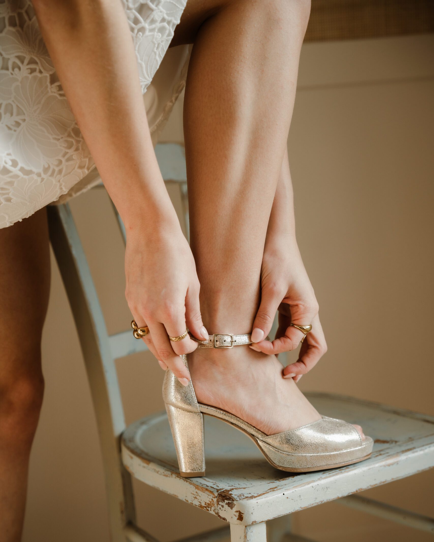 Dessine Moi Un Soulier Charlotte sandales plateforme irisé champagne
