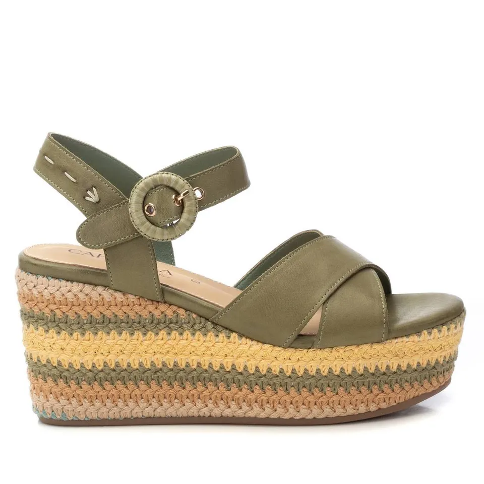 Carmela 16223807 sandales cuir kaki compensées 8 cm