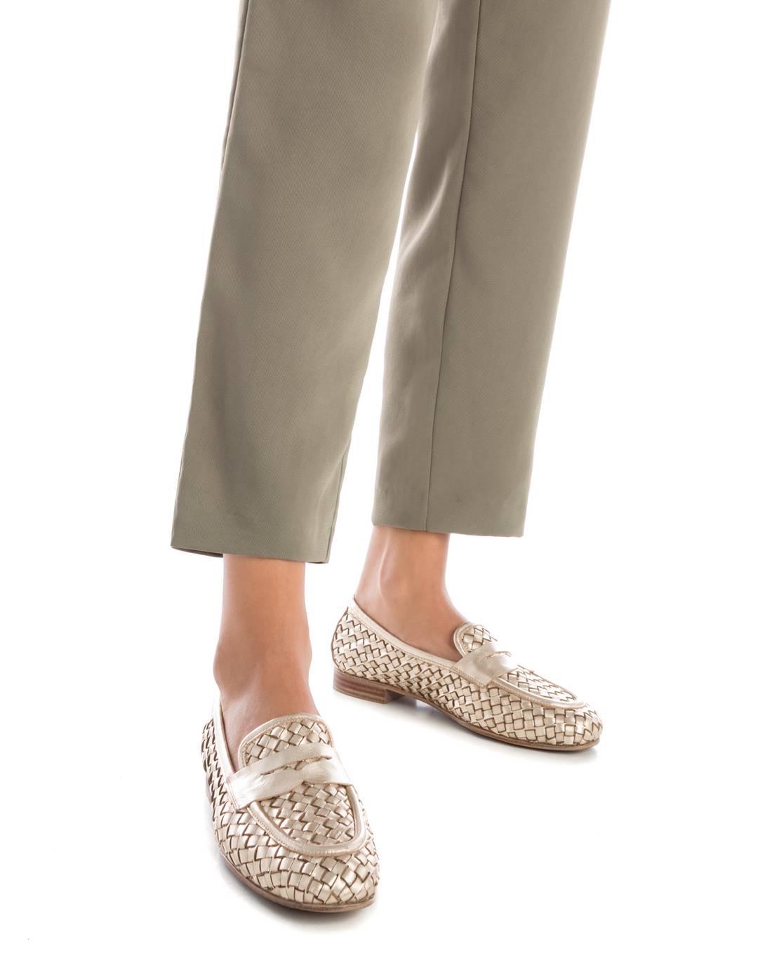 Carmela 16130201 mocassin cuir doré tressé