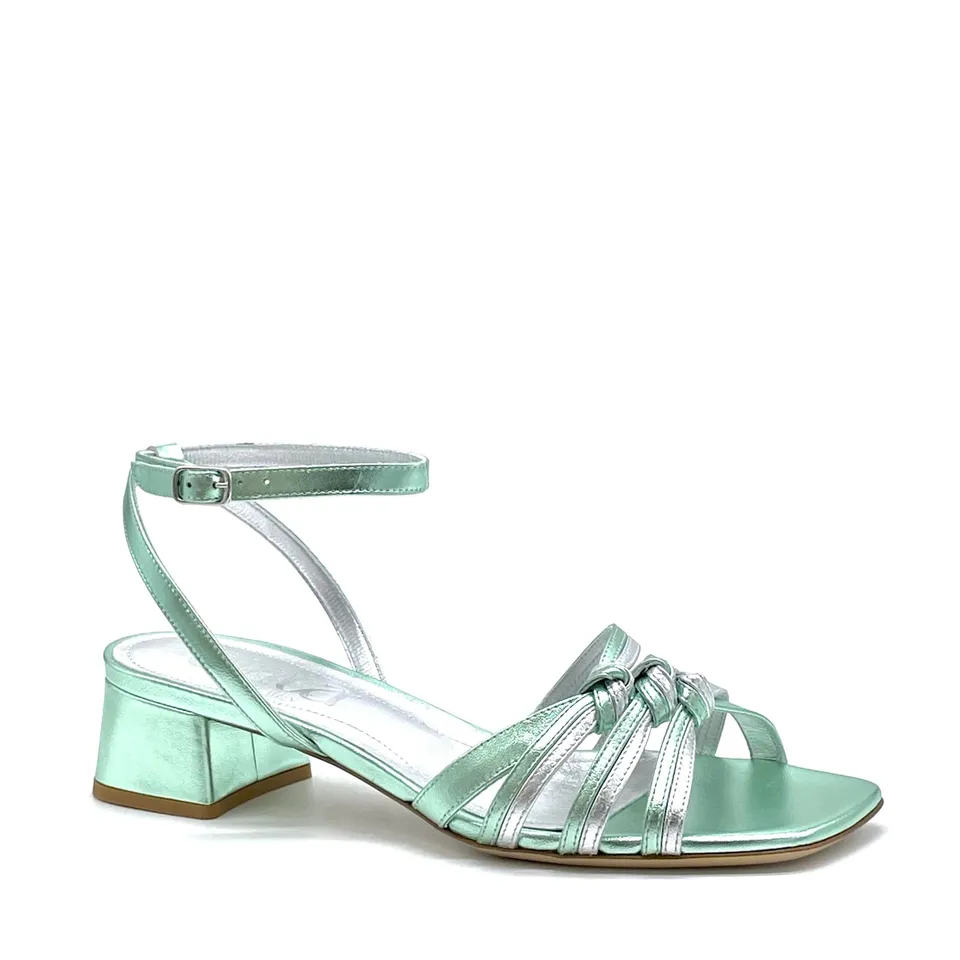 ELATA 15154 sandales cuir menthe argent talon 3,5 cm