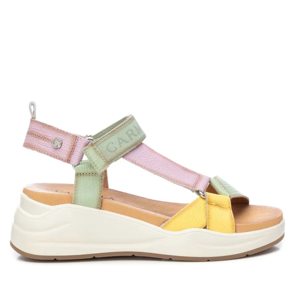 Carmela 16155104 sandale verte cuir scratch plat