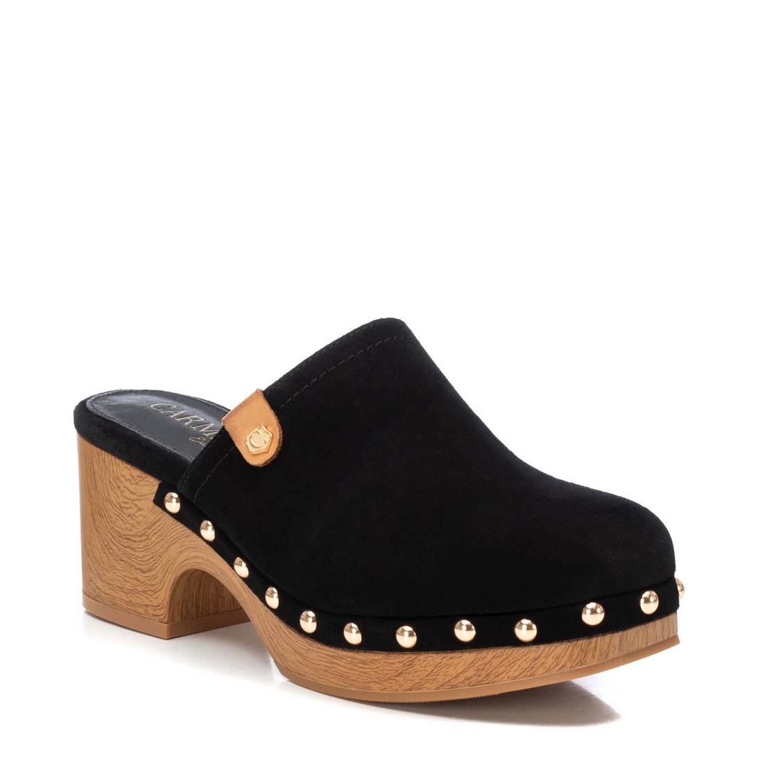 Carmela 16147504 sabot cuir noir clous talon 7 cm