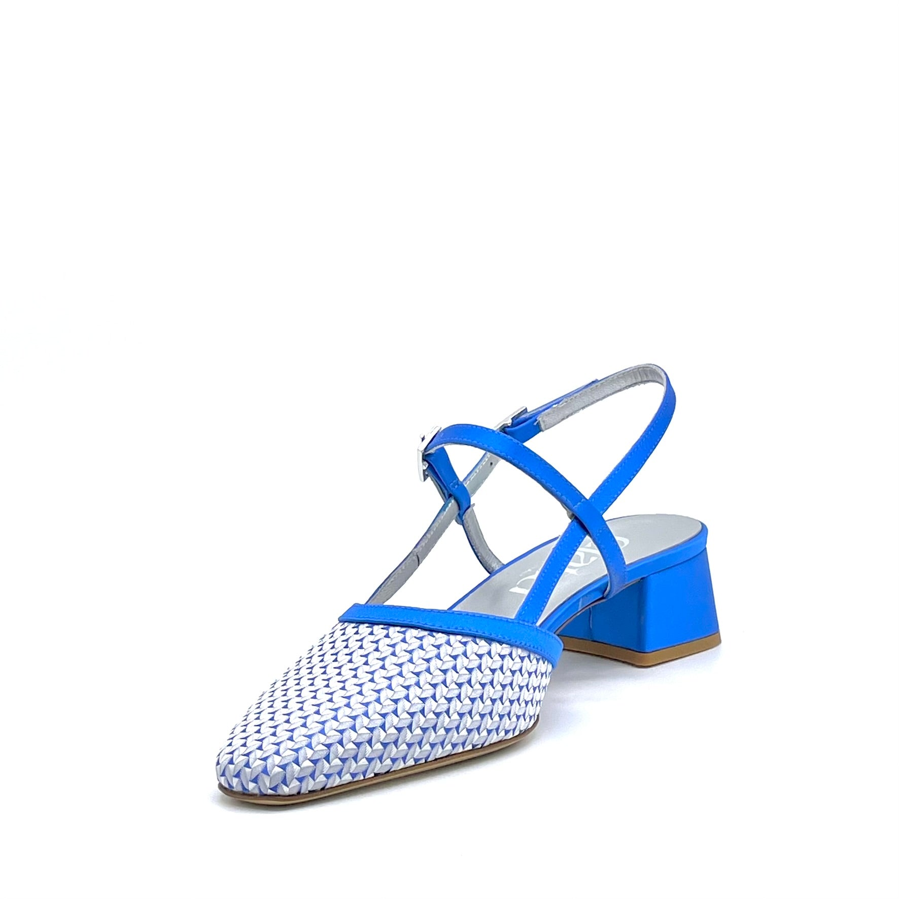 Elata 16165 slingback bleuette satin fantaisie talon 3,5 cm