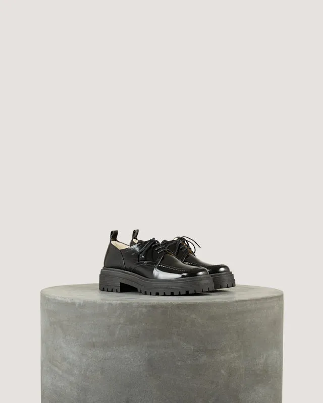 Tila March Léo derby noir cuir glacé semelle crantée