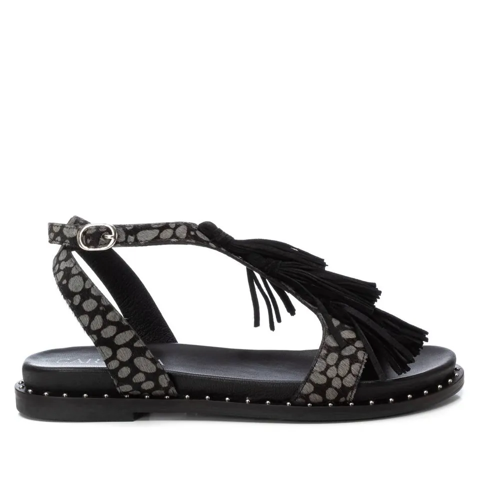 Carmela 16239002 sandales cuir noir imprimé animal