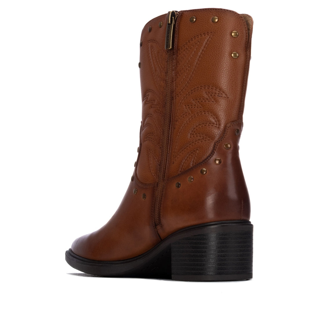 Carmela 16425103 bottine femme camel cuir talon bas
