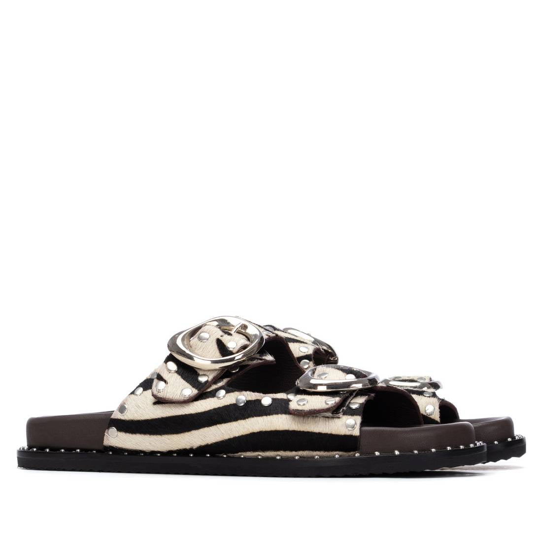 Carmela 16305604 sandale plate femme zèbre cuir
