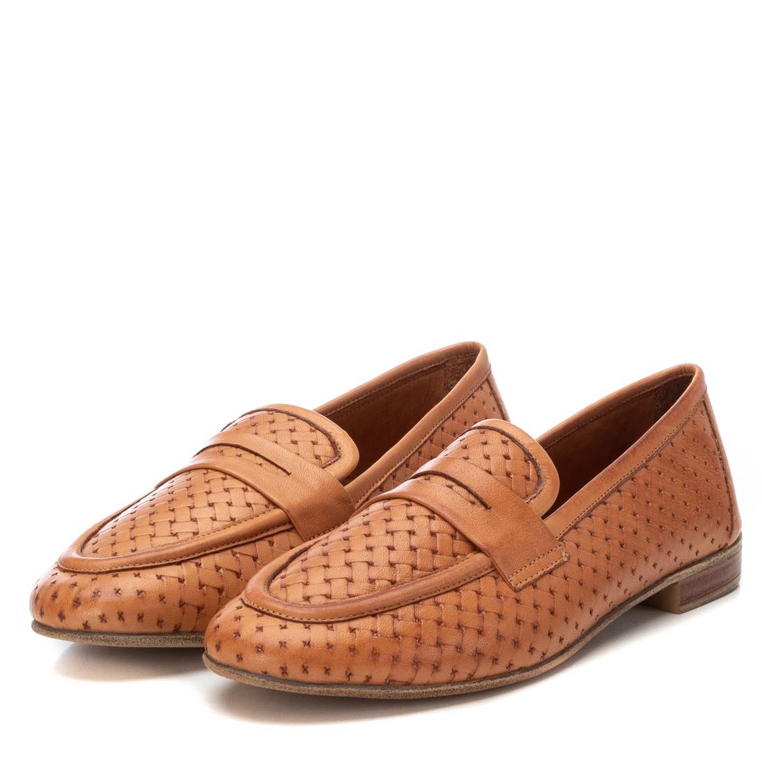 Carmela 16155801 mocassins cuir marron plats tressés