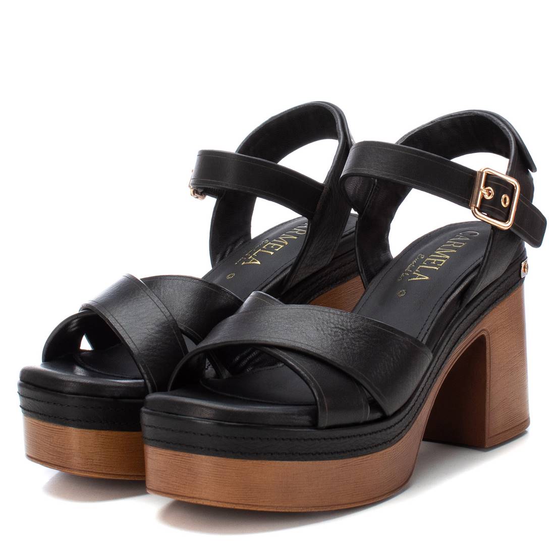 Carmela 16138004 sandale femme cuir noir talon 10 cm