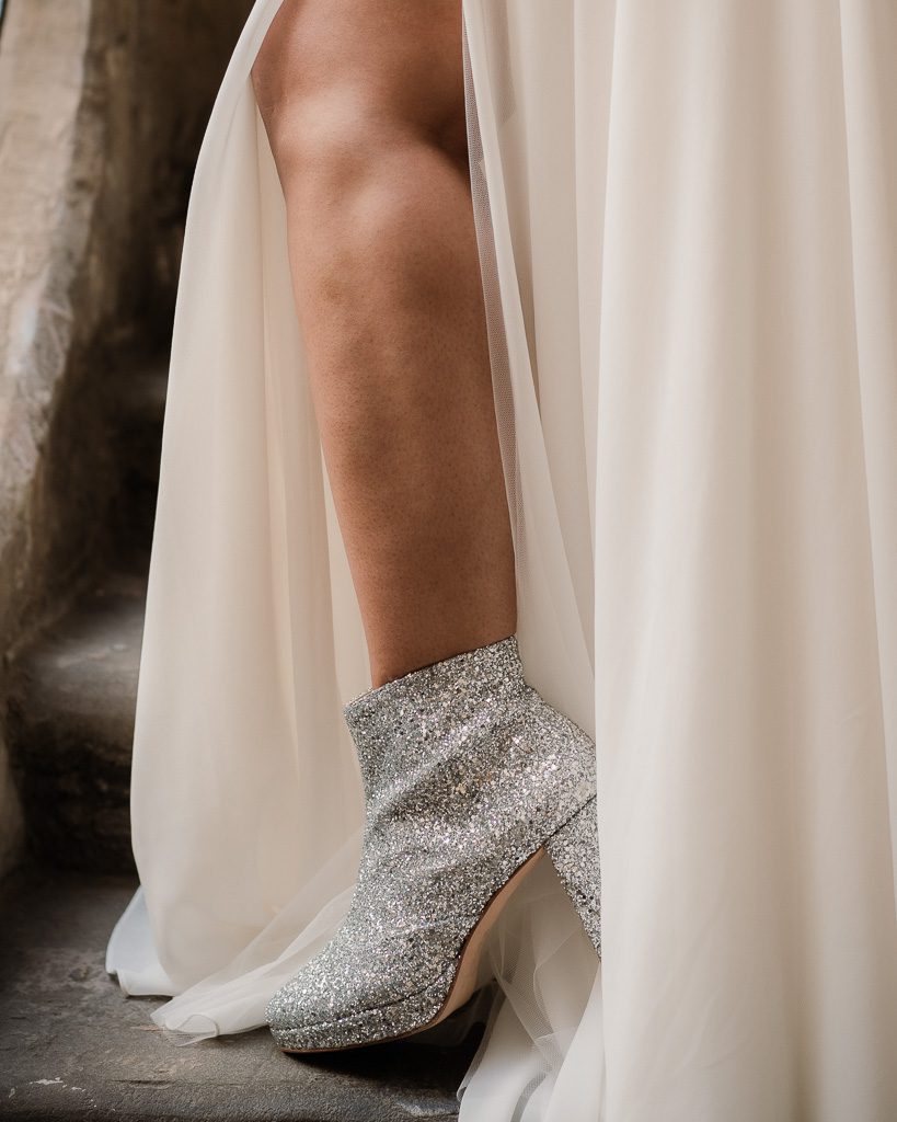 Dessine Moi Un Soulier bottine plateforme glitter argent