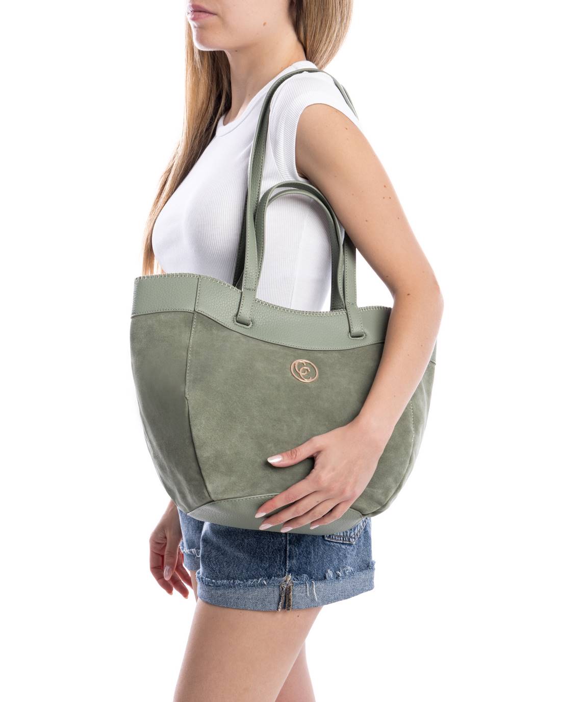 Carmela 18614503 sac cuir kaki 24x38x16 cm
