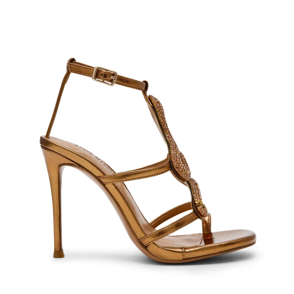 Steve Madden Python sandale talon bronze strass