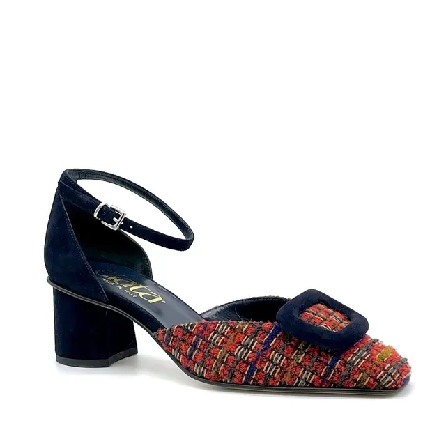 Elata 54520 escarpins d'orsay bouclé rouge talon 5,5 cm