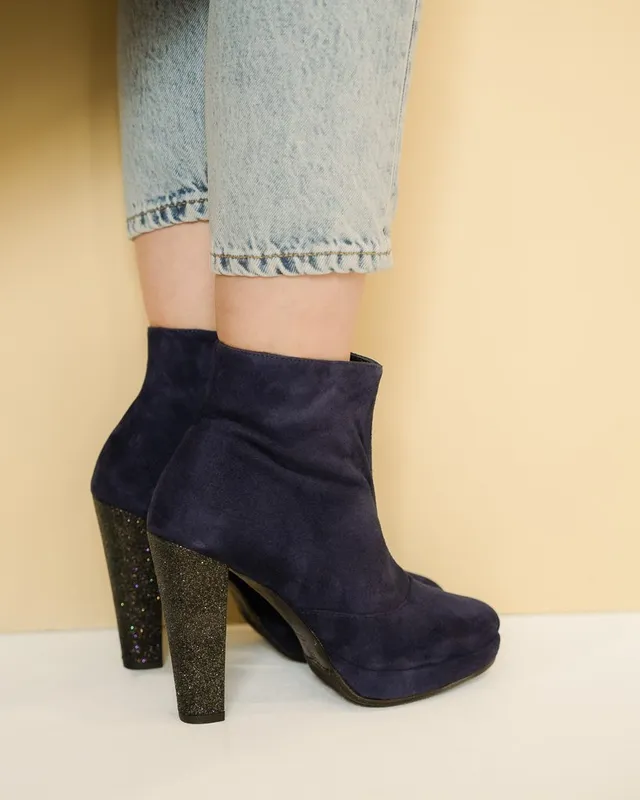 Dessine Moi Un Soulier bottine plateforme velours marine starlight