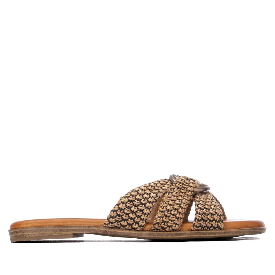 Carmela 16324903 sandales plates femme camel effet rafia
