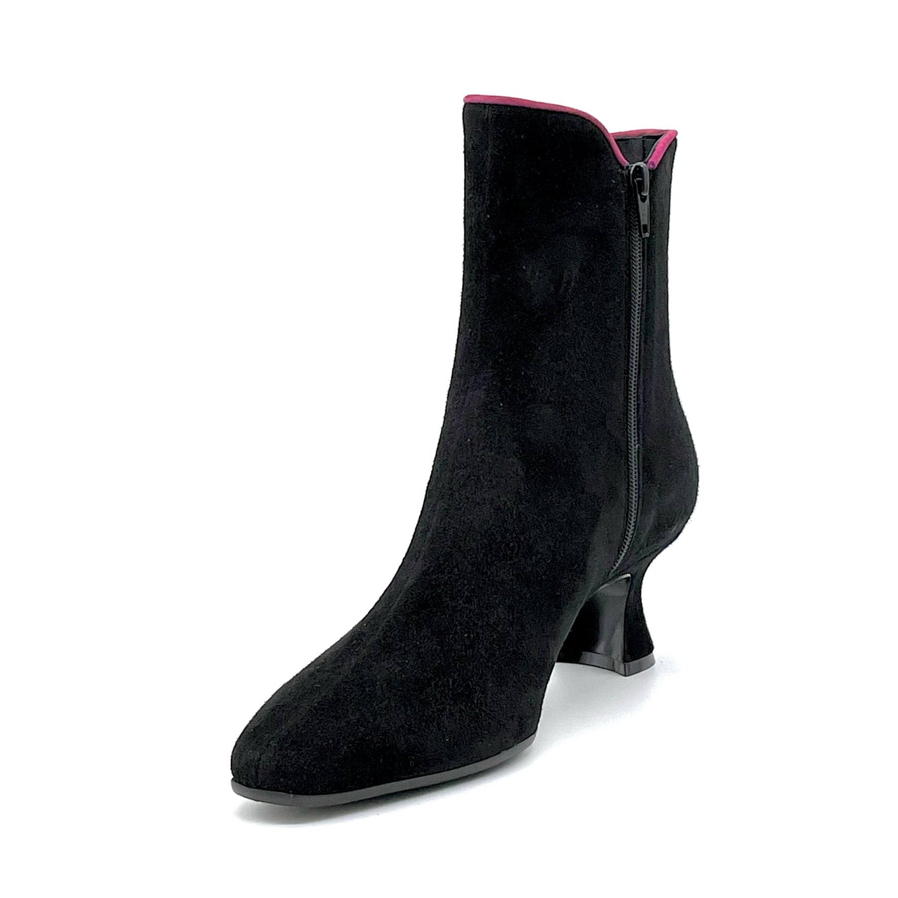 Elata 52516 bottine suède noir détail rose 5,5 cm
