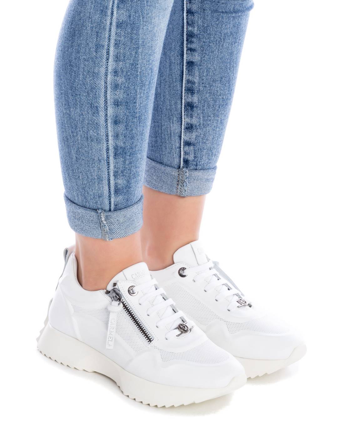 Carmela 16067008 sneaker cuir blanc fermeture éclair