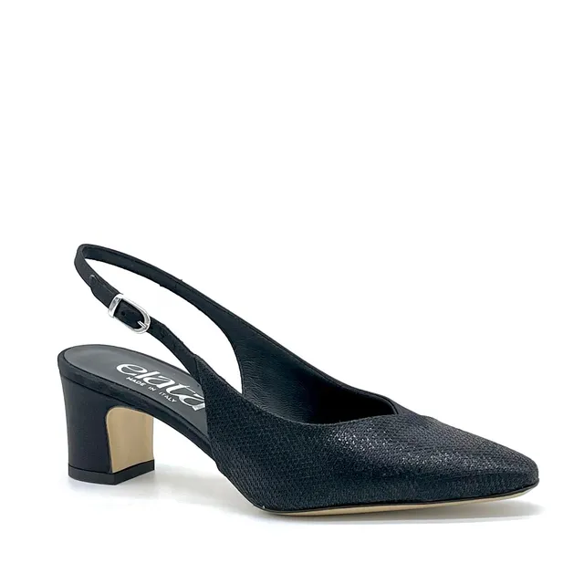 ELATA 16171 slingback noir soie talon 5,5 cm