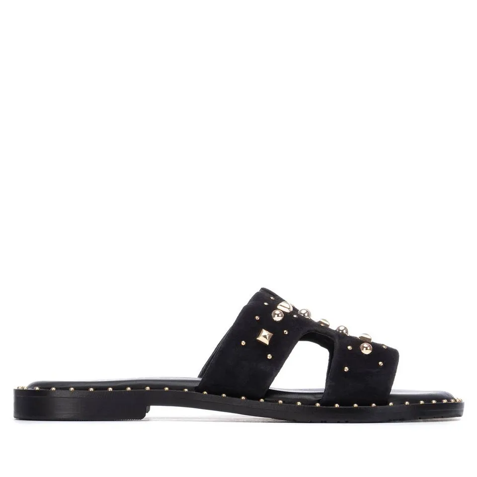 Carmela 16305701 sandales cuir noir plates