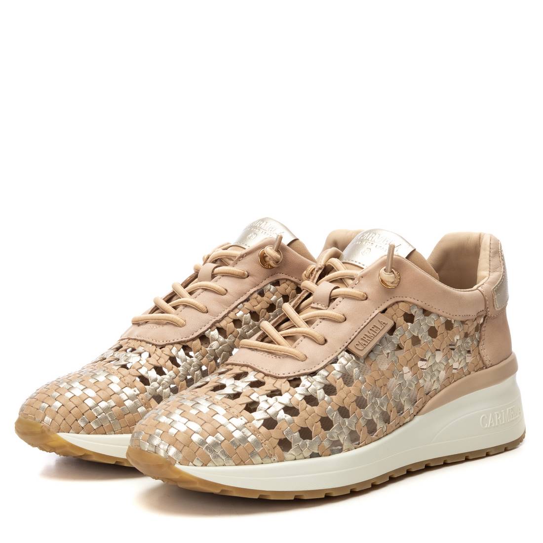 Carmela 16228702 baskets femme beige cuir tressé
