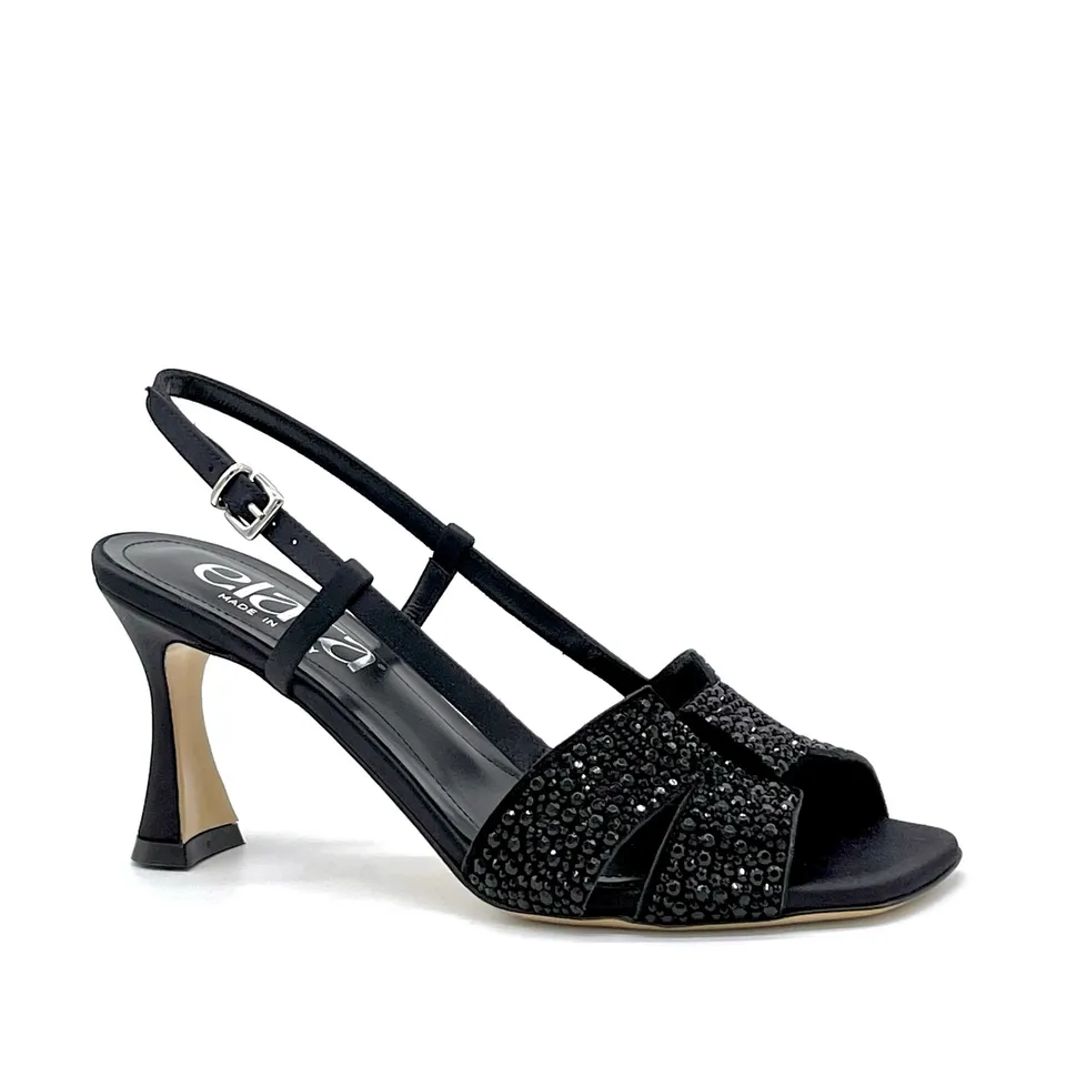 Elata 14116 sandale satin noir à strass