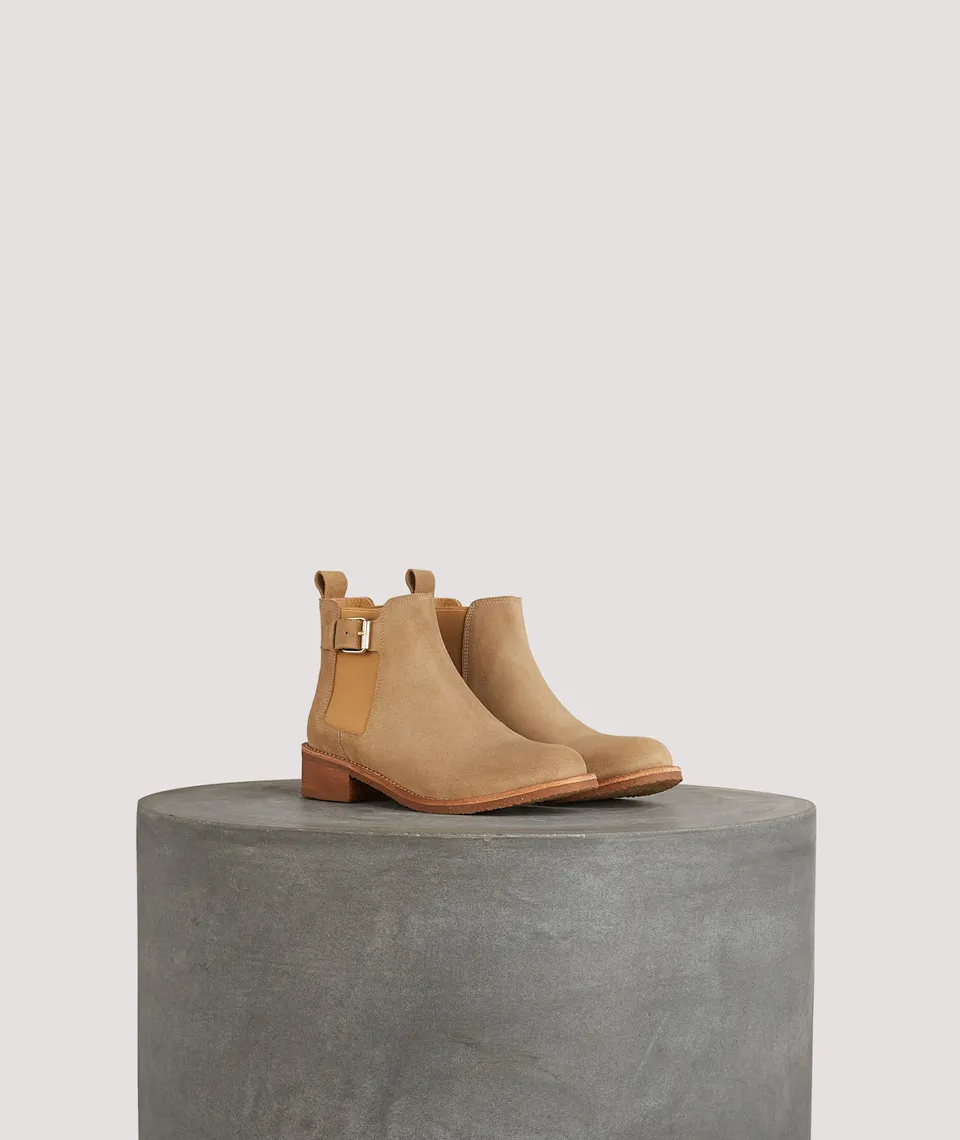Tila March Elastique bottine beige cuir petit talon