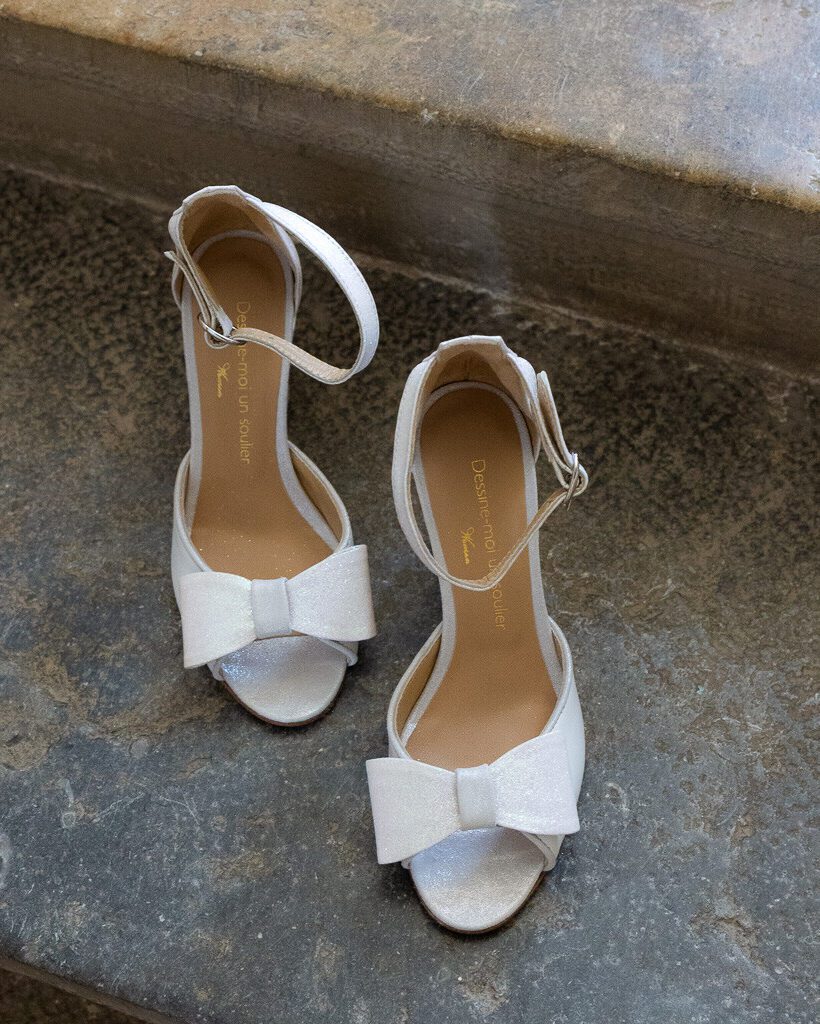 Dessine Moi Un Soulier Charlotte sandale blanche cuir paillettes