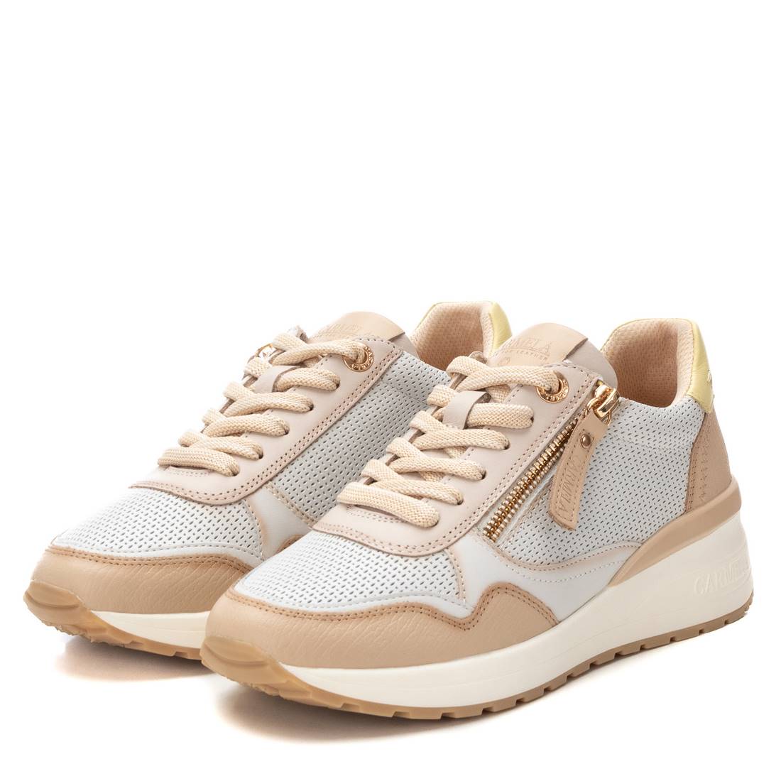 Carmela 16226804 sneaker cuir beige compensée 5 cm