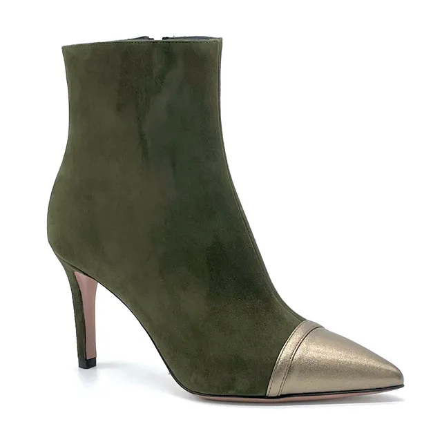 ELATA 52560 bottines suède vert lamé talon 8,5 cm