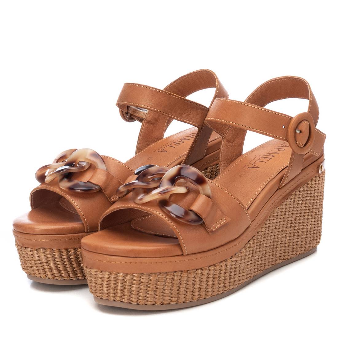 Carmela 16072401 sandales cuir marron compensées 9 cm