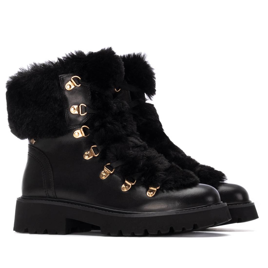 Carmela 16266801 bottines cuir noir talon bas