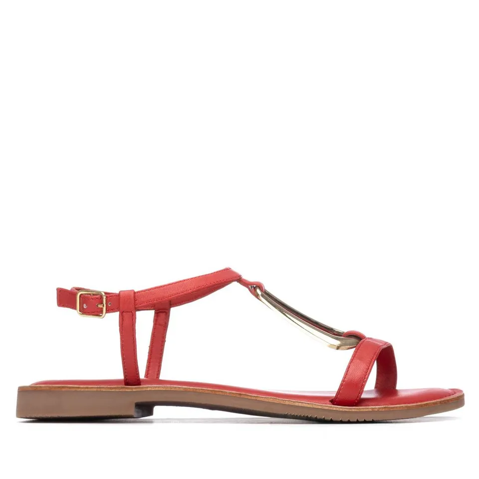 Carmela 16329503 sandale cuir rouge talon bas