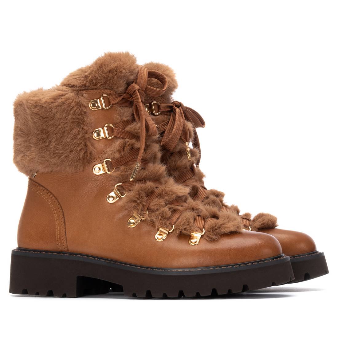 Carmela 16266802 bottine femme camel fourrée à lacets