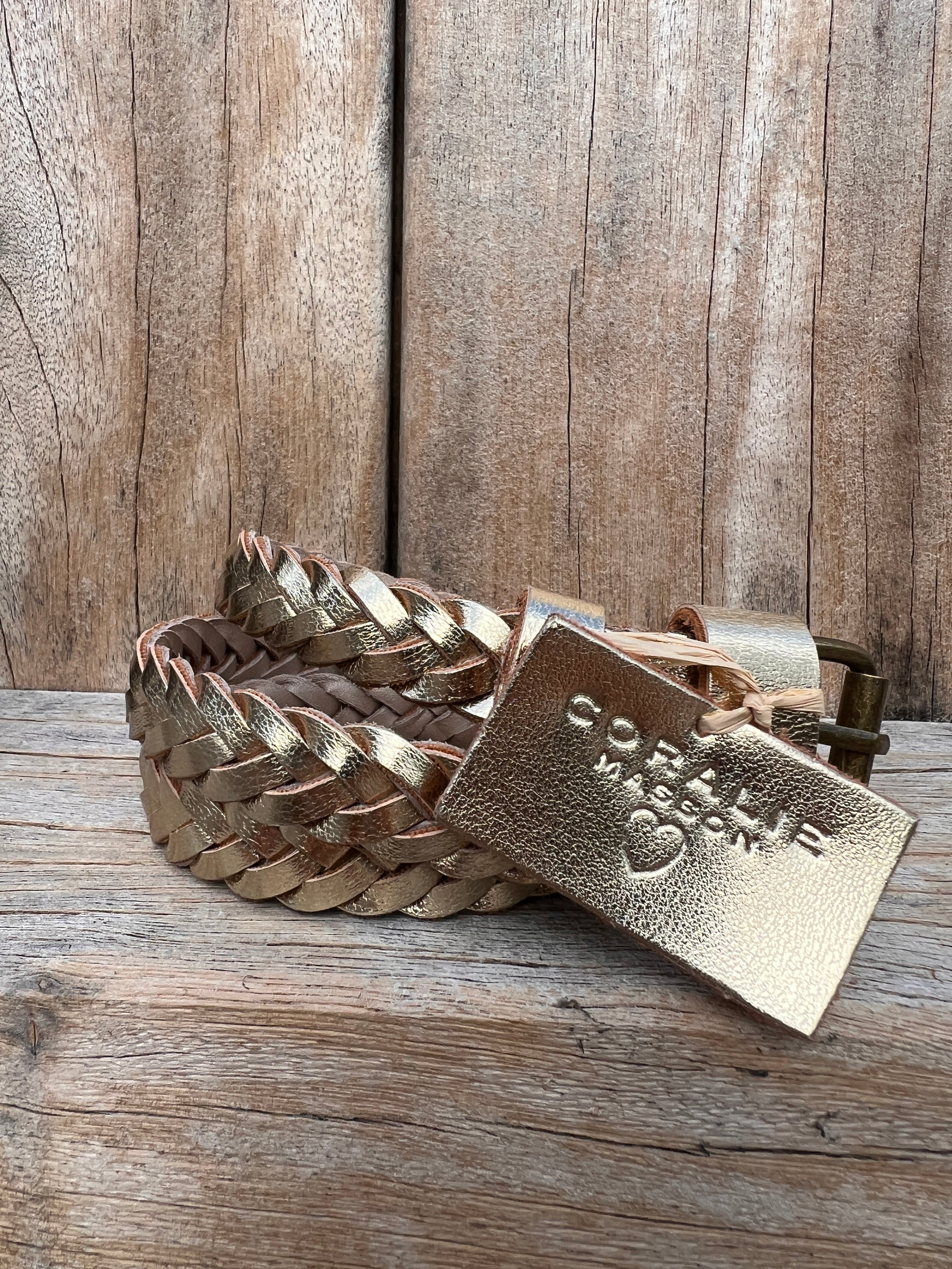 Coralie Masson Lou ceinture cuir doré tressé 2cm