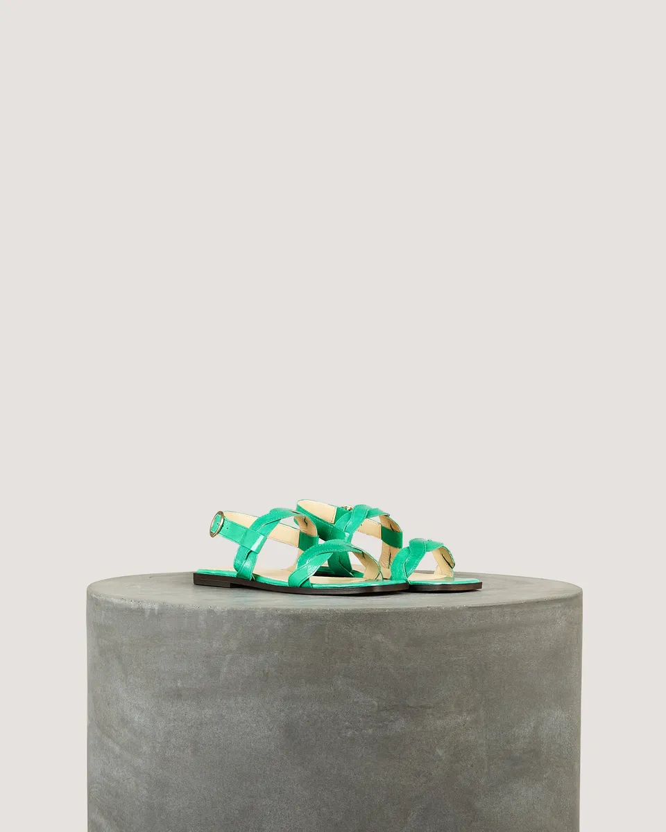 Tila March Rhea sandale plate cuir vert gazon