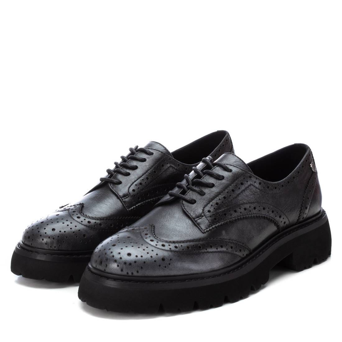 Carmela 16195303 derbies femme gris cuir à lacets