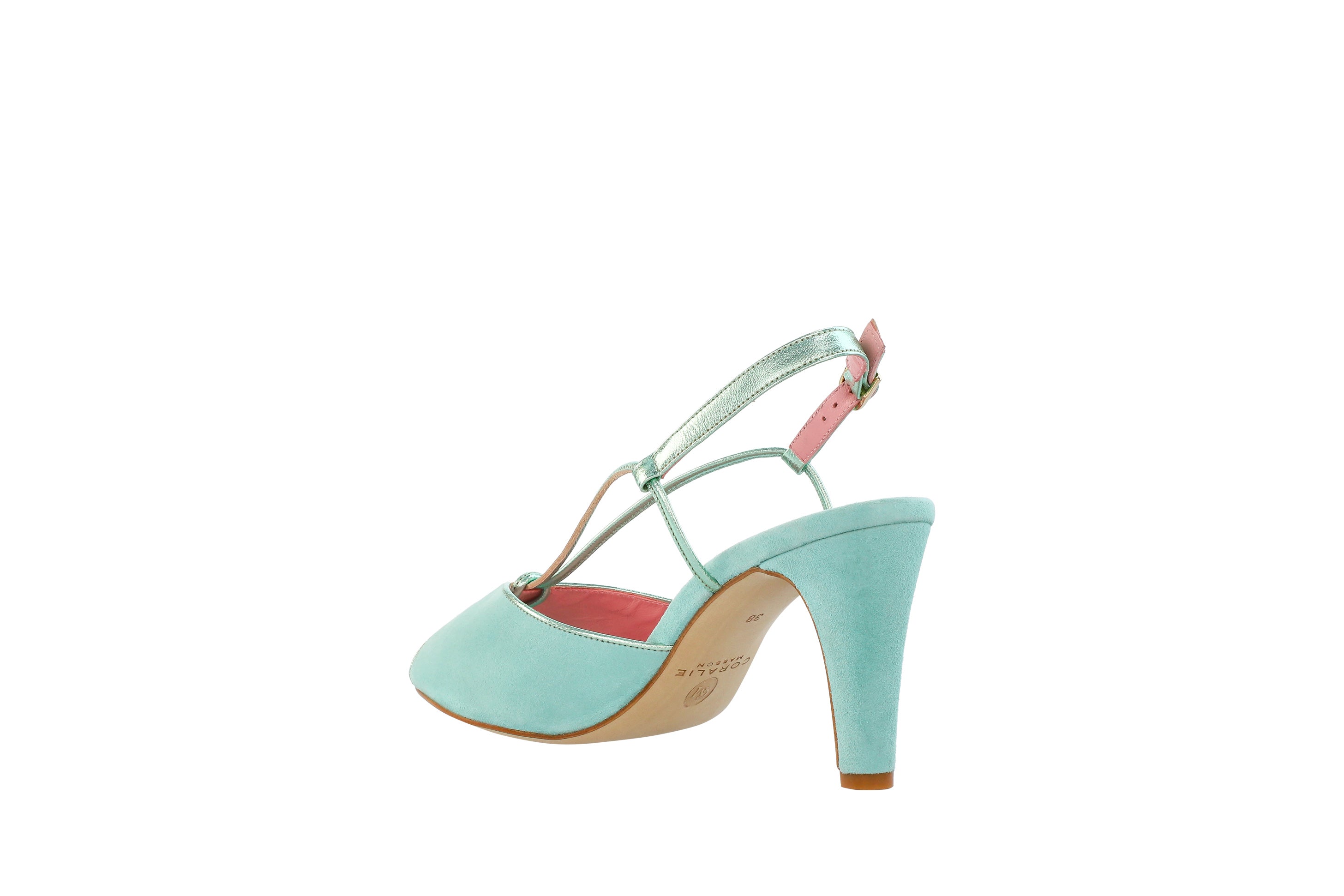 Coralie Masson Lolotte sandales vert mint talon 7 cm
