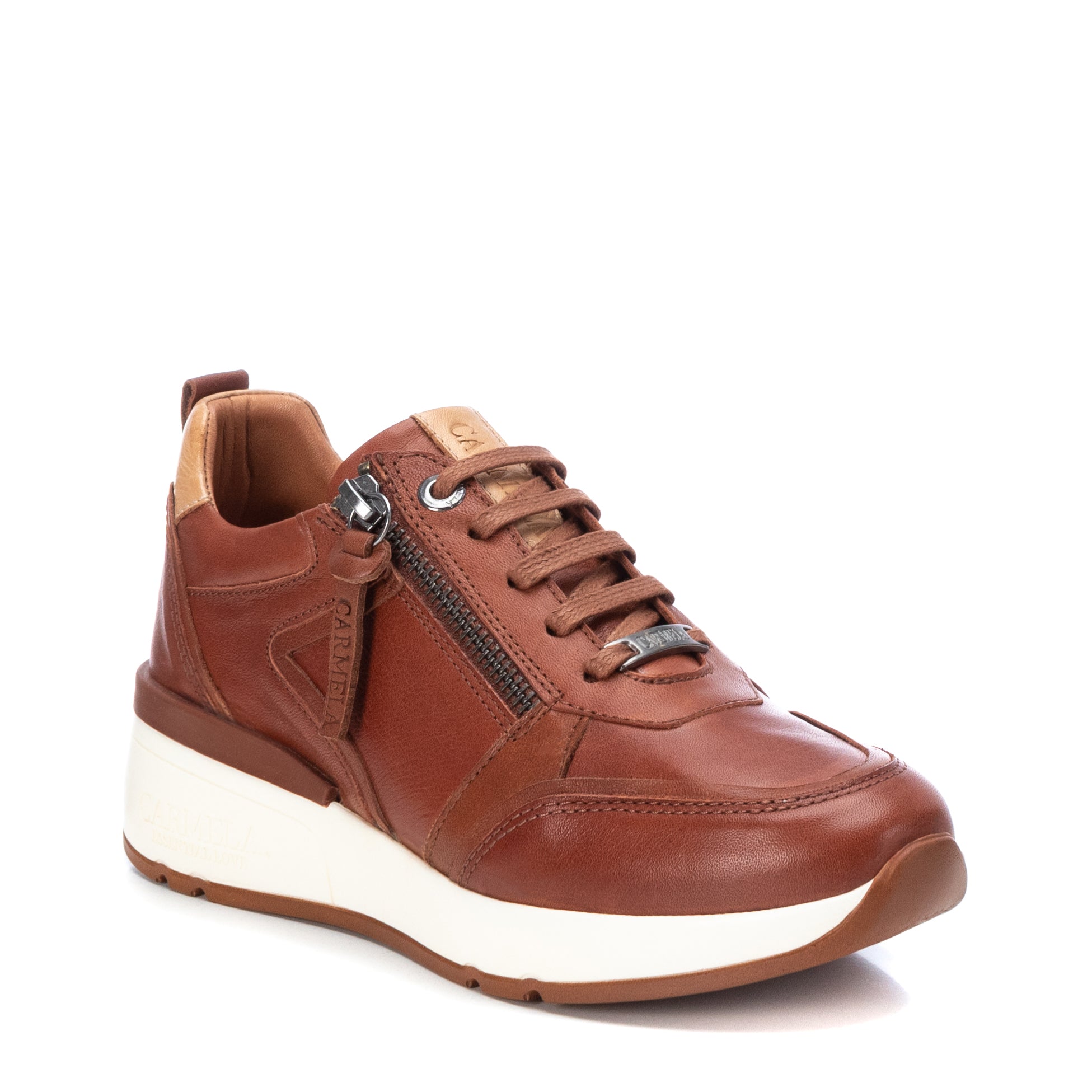 Carmela 16020802 basket femme marron cuir semelle épaisse