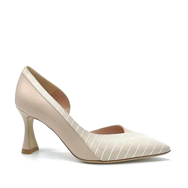 Elata 14140-1 escarpin beige rayé talon 7,5 cm