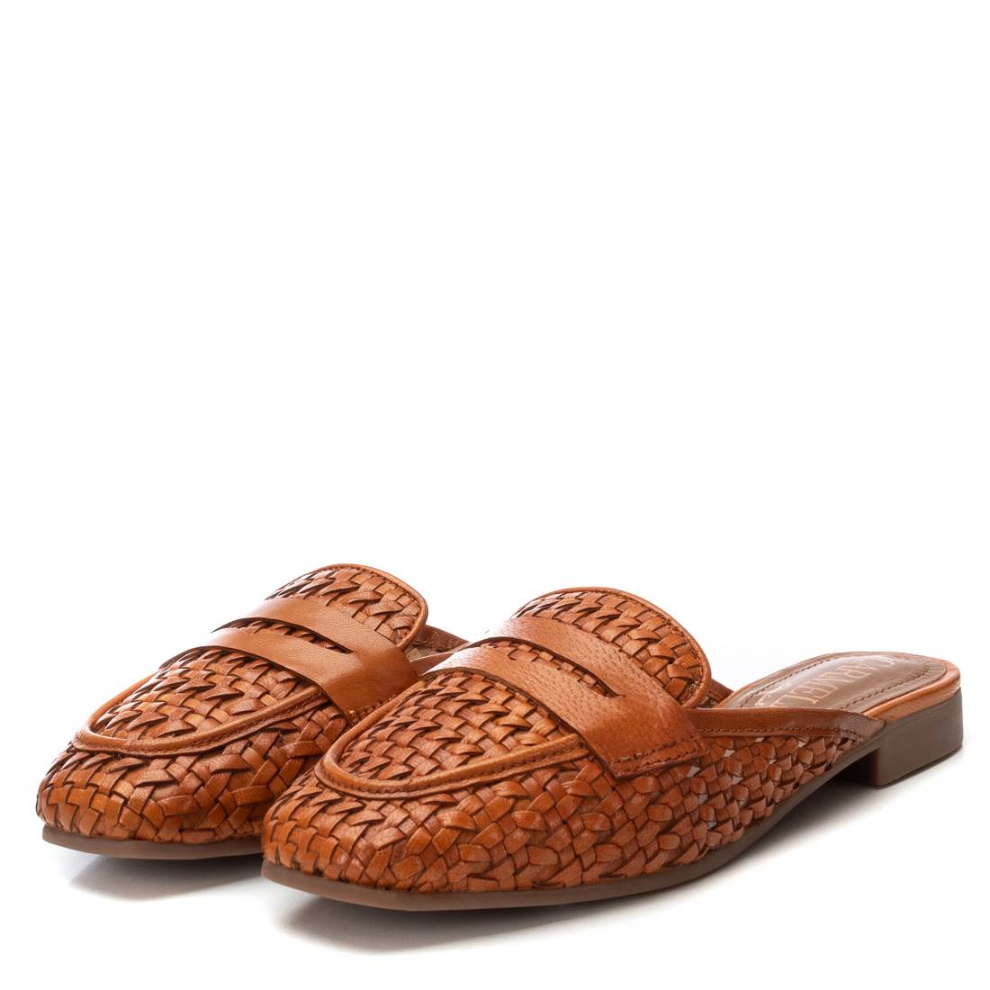 Carmela 16241101 mule cuir camel tressée