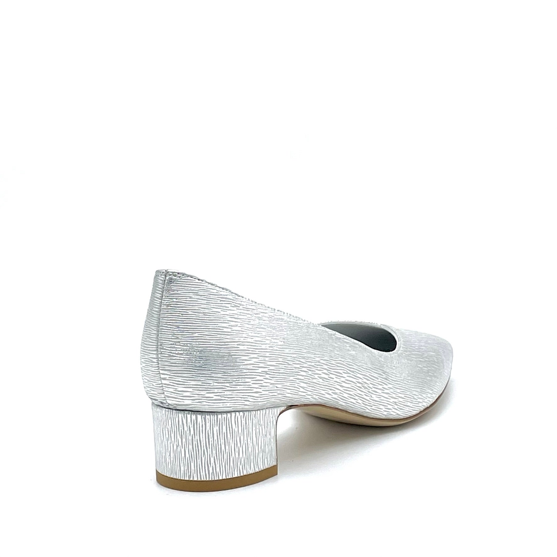 Elata 14168 escarpin cuir argenté talon 3,5 cm