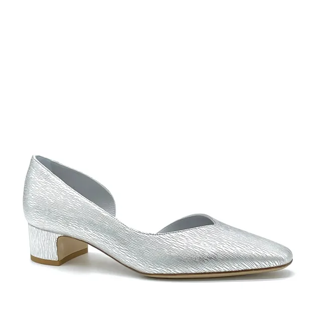 Elata 14168 escarpin cuir argenté talon 3,5 cm