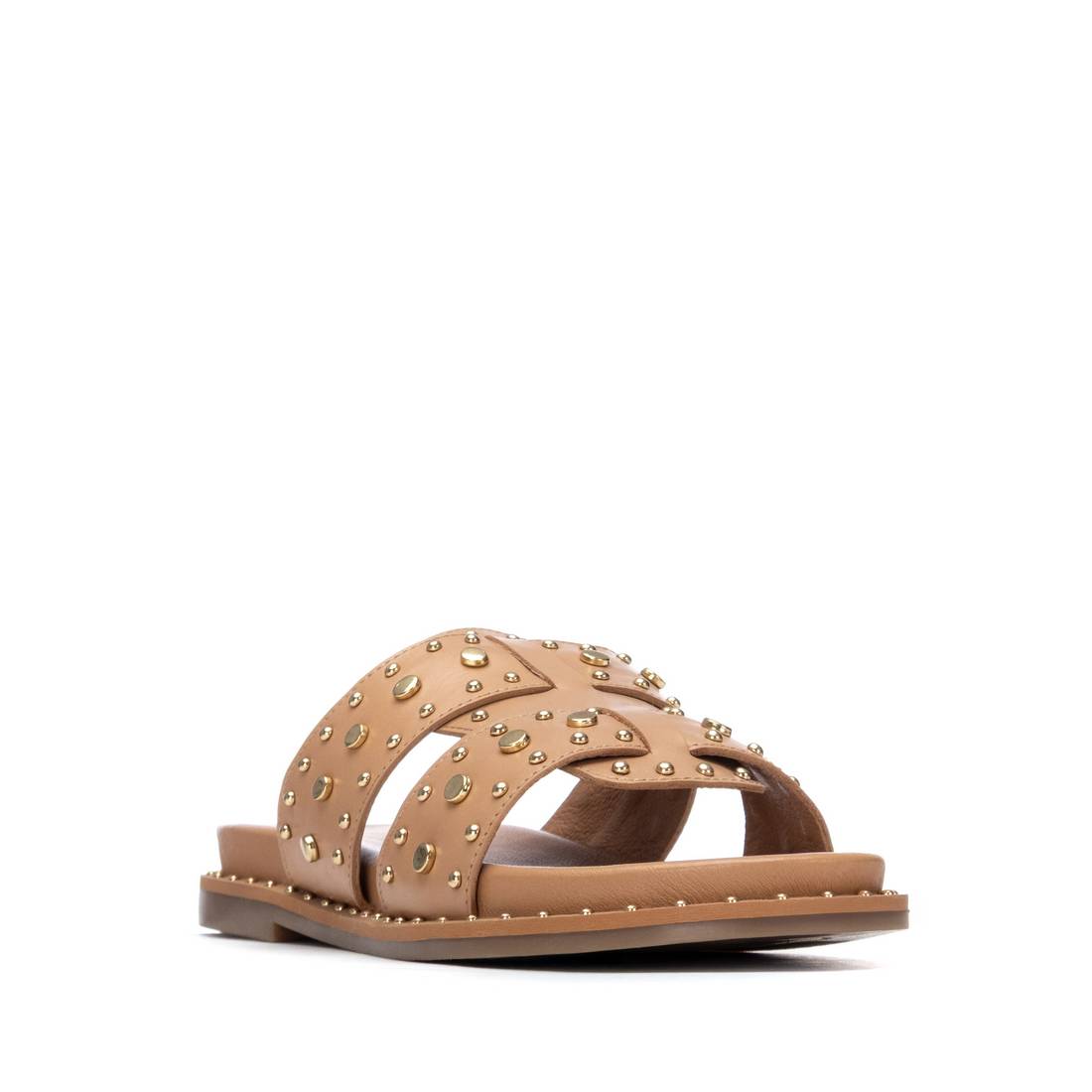 Carmela 16320202 sandale plate cuir beige clous